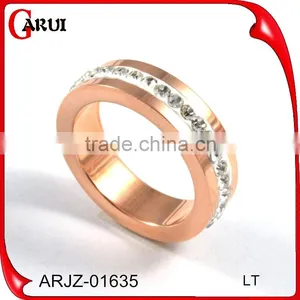 Factory Sell Yellow Gold Stainess Steel Wedding Ring Pave Crystal Ring thumbnail-1