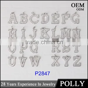 Fashion 925 Sterling Silver 26pcs Letter Alphabet Initial Bling Bling Pendants thumbnail-1
