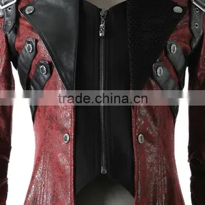 Y-349 Red Gothic Punk Rave Studded Special Hot Punk Leather Jacket thumbnail-5
