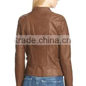 Straight Lines Women Fashion Leather Jacket thumbnail-2