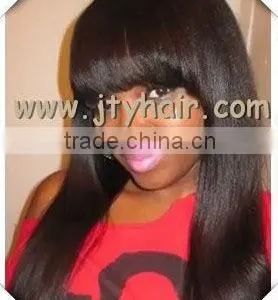 Hot Beauty 20" #1b Silky Straight, Indian Remy Hair Full Lace Wig With Fringe thumbnail-2