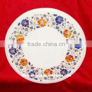 White Marble Inlay Coffee Table Top thumbnail-1