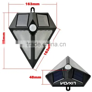 LIADA Outdoor Waterproof 6LEDs Solar Powered Light PIR Motion Sensor Lamp Light Brightness Diamond Shaped Wall Lamp for Balcony thumbnail-6