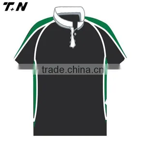 Mens Short Sleeve Black Rugby Polo Shirt thumbnail-1