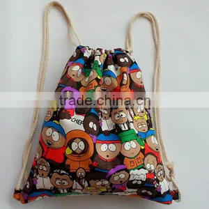 Children Cartoon Graffiti Bundle Mouth Bag Draw Canvas Backpack Bag thumbnail-1