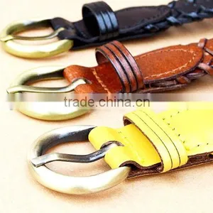 Ladies Skinny Braided Genuine Leather Belt thumbnail-6
