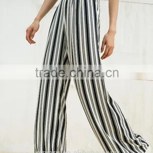 Lady Newest Fashion Women Teen Girls Slim Long Wide Legs Stripes Trousers thumbnail-2
