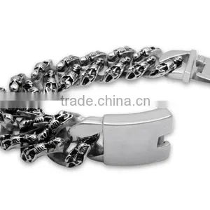 AB187 Big Heavy Skull Permanent Bracelet Stainless Steel Jewelry thumbnail-1