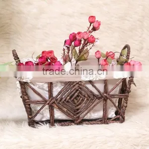 Flower Basket Beautiful Design Maize Husk Rattan Storage Basket thumbnail-5