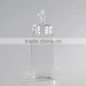 2014 Hot Selling Clear Square Glass Jam Jar With Flower-de-luce thumbnail-3