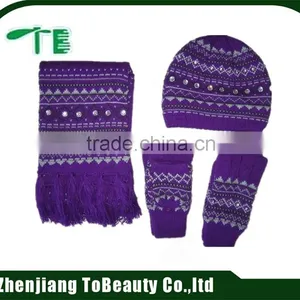 Pink Polyester Scarf and Hat Set thumbnail-4
