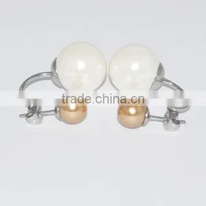 Fashion Stainless Steel Pearl Earring With Diamond Jewellery thumbnail-3