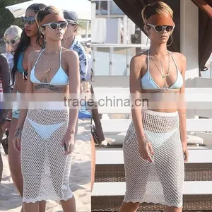 New Lady Women's Sexy White Hollow Out Beach Wear Cover Up Skirt thumbnail-1