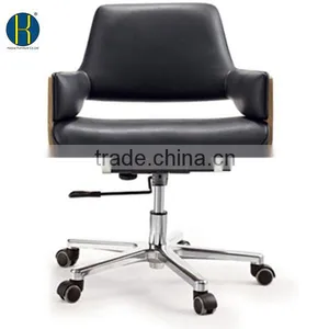 HY2008 Wholesale Leather Upholstery Revolving Chair With Wheels thumbnail-4