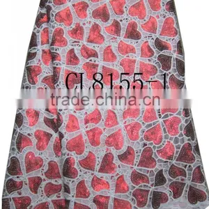 African Organza Lace With Sequins Embroidery CL8155-1red thumbnail-1