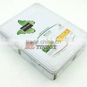 Rectangular Facemask Cosmetics Metal Tin Box With Hinged Lid thumbnail-1