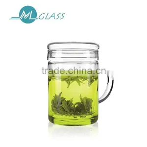 Wholesale 450ml Glass Tea Cup With Glass Lid Glass Infuser High Borosilicate Glassware TB126 thumbnail-1