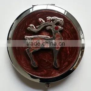 Christmas Reindeer Design Round Shape Compact Mirror thumbnail-1