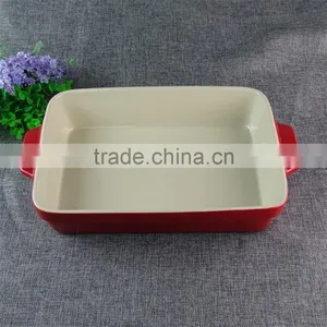 Stock Lot High Quality Colorful Rectangular Porcelain Baking Plate Pizza Plate thumbnail-2