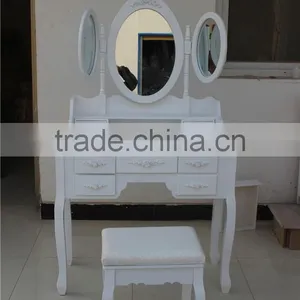 Jasmine Dressing Table Set With Adjustable Oval Mirror And Stool YD-E-1 Knock Down Package 90*40*148cm thumbnail-1
