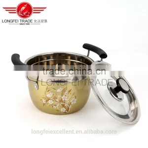 Yellow High Quality Wholesale Stainless Steel Cooking Pot Set/stainless Steel Camping Pot thumbnail-3