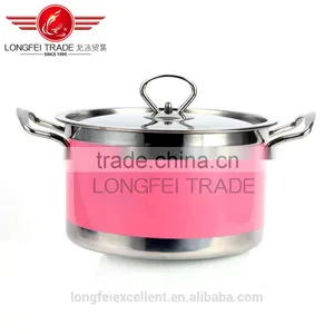 Pink Green Yellow Colorful Hot Sale Shape Stainless Steel Soup Cooking Pot Set thumbnail-2