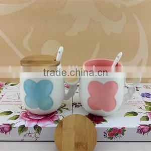 Color Inside Simple Design Ceramic Coffee Mug With Spoon thumbnail-1