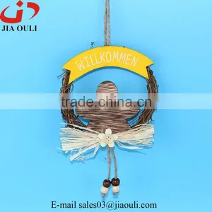 Hot Sales With Wood Flower Rattan Wreath Hanger Easter Decorations thumbnail-1