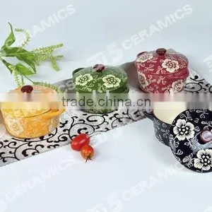 New Design Stoneware Casserole Handpainted Flower thumbnail-1