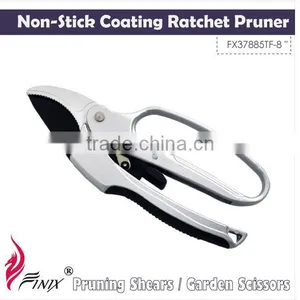 High Carbon Steel Non-Stick Coating Bypass Ratchet Pruning Shear thumbnail-1