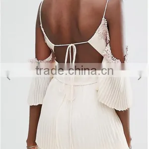 Guangzhou Clothing OEM Embroidered Embellishment Layered Pleated Skirt Dress Patterns Of Latest Fashion Design thumbnail-6