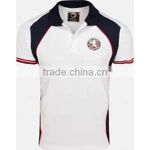 White and Navy Polo t Shirt With Red Tipping Original thumbnail-1