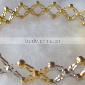 Lattice Design Magic Flexible Ring Convertible BRACELET Gold TWO Tone thumbnail-5