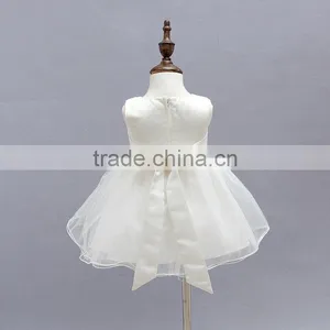 Latest Design Hot Sale Summer Dress 2017 Wholesale Silk Baby Clothing Kids White Short Sleeve Baby Girl Floral Tutu Dress thumbnail-3