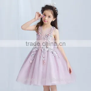 Best Quality Purple Handmade Decoration Girl Party Wear Western Dress thumbnail-3