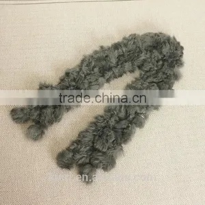 New Women Winter Real Rabbit Fur Scarf Lady Fur Scarves 100 Fur Ball Velvet Rabbit Echarpe Luxury Neck Warmer thumbnail-5