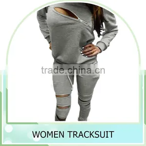 2016 Fashion Women Autumn Sweatshirt Front Zipper O-Neck Long Sleeve Sport Suits 2 Pieces Set Ladies Hoodies Tracksuits thumbnail-1