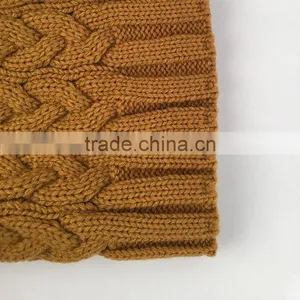 Myfur Caramel Wool Winter Knit Hat With Raccoon Fur Pom Poms thumbnail-5