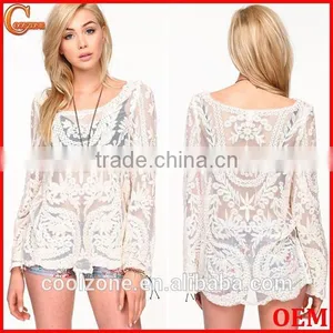 Latest Summer Lace Blouse Fashion Blouses for Middle Aged Women thumbnail-1