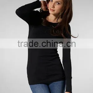 Modal Long Sleeve Raw Edges Band Crew For Women thumbnail-1