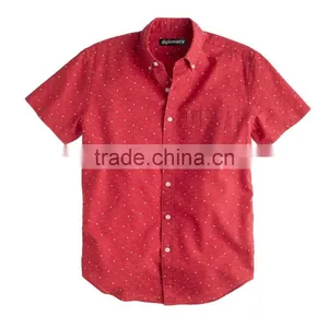 2015 Cotton/linen Shirt in Bubble Print Button-down Collar Half Sleeve Slim Fit Fashion Shirts thumbnail-2