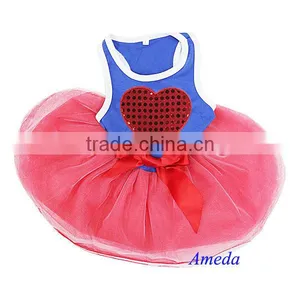 Blue Red World Cup Football France Netherlands Bling Heart Dogs Clothes Party Dress XS-L thumbnail-1