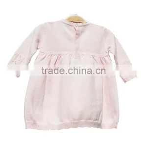 Round Neck Cardigan Cotton Knitting Baby Girl Sweater Dress thumbnail-2