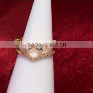 Double Layer Women Rhinestone Heart Bowknot Midi Finger Knuckle Rings thumbnail-2