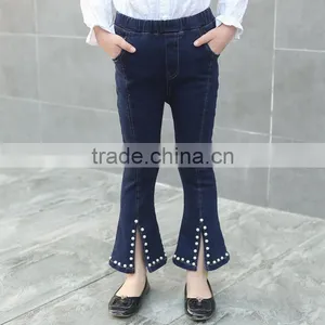 B22646A Autumn Pretty Girl Nail Bead Flared Jeans thumbnail-1