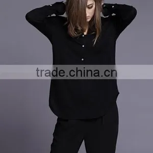 Loose High Quality Long Sleeve Cotton Jersey t Shirt for Women thumbnail-3
