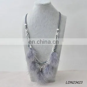 Real Feather Necklace Boho Style Leather Neckalce Gift for Women thumbnail-1