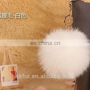 Colorful Faux Fur Pompom Keychain thumbnail-2