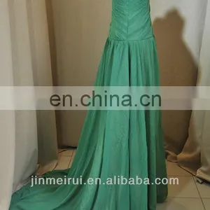 Watch!!! Real Photo!!! A-line Floor Length One Shoulder Chiffon Lime Green Evening Dress DE212 thumbnail-2