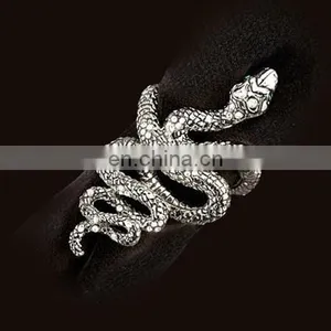 Platinum Snake Napkin Rings, White & Green Crystals, Set of 4 thumbnail-1